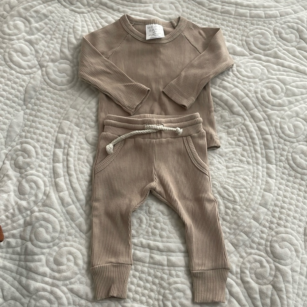 Mebie Baby Oatmeal Organic Ribbed Pocket Set